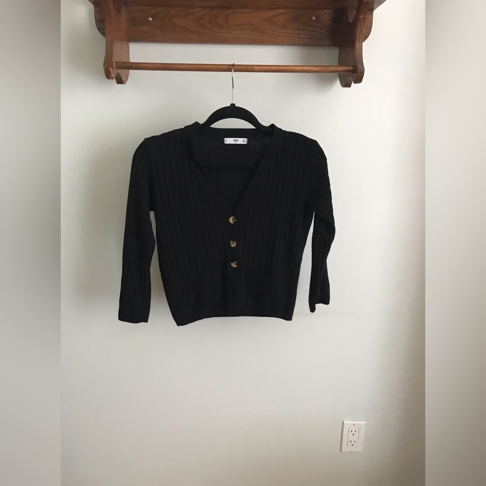 Mango Black 3/4 Sleeve Sweater S